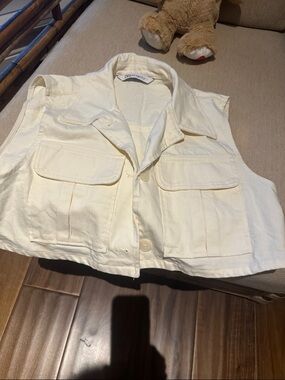 Zara Cream Utility Crop Vest